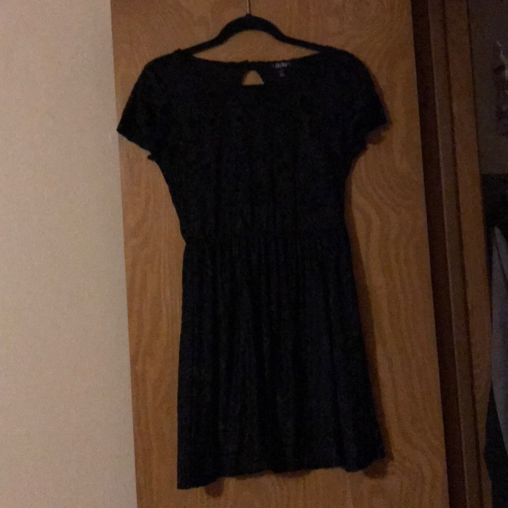 Black velvety floral pattern dress